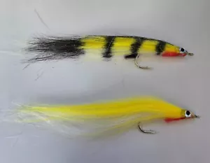 2 UV Salt & Fresh Water Flies Hook size 1/0 { Yellow Tiger & Yellow } - Bild 1 von 2