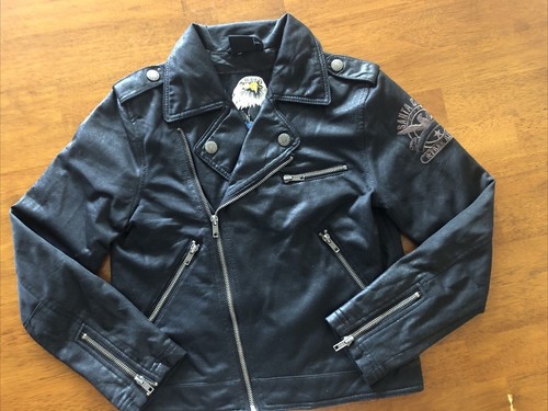 VETEMENTS Giacca Biker Natural Raw Teens in Nero Morbido Anno 11 12 57 1 2 pollici 146 cm