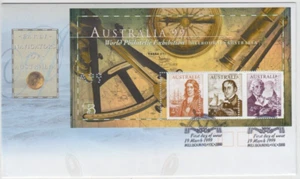 Stamps Australia Navigator mini sheet perforated A99 error misperforated on FDC - Picture 1 of 1