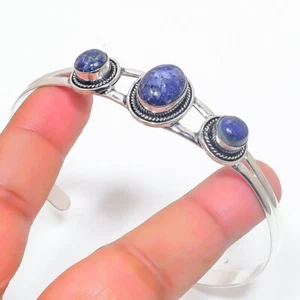 Lapis Lazuli Gemstone Handmade 925 Sterling silver Adjustable Cuff Bracelet - Picture 1 of 2
