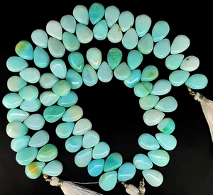 Natural Blue Opal Gemstone 14x10 mm Size Smooth Pear Shape Beads 8" Strand - Picture 1 of 6