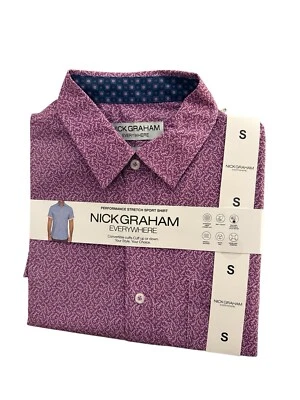 Nick Graham Everywhere Men's Short Sleeve Stretch Sport Shirt - Purple S NEW - Image 1 of 4
