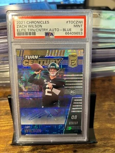 Zach Wilson Auto 2021 Panini Elite Turn of the Century Blue RC /10 PSA 9 Jets - Picture 1 of 2