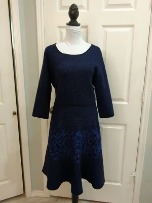 Vestido Suéter Danny & Nicole Azul y Negro Floral y Lunares Talla Grande Nuevo con Etiquetas Foto 1 de 4