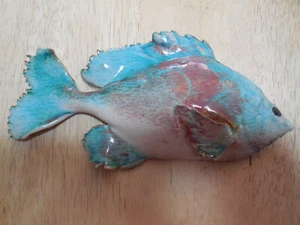 Marine Wall Hanging Art Fish Great Lakes Decor Ceramic Clay 9” Cabin Pool Rustic - Picture 1 of 5