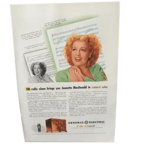 Vintage 1945 General Electric Radio Jeanette MacDonald Ad Advertisement - Picture 1 of 4