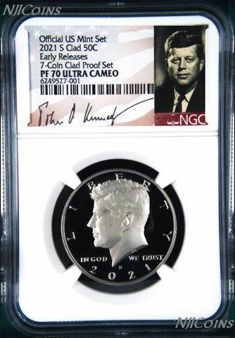 2021 S Proof Kennedy Half Dollar 50c NGC PF70 UC ER 7-Coin-Clad-PF-SET Version Cover