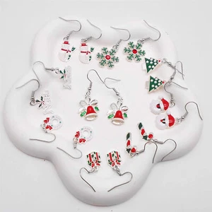 9 Pairs Mix Christmas Earrings Enamel Alloy Dangle Earring Party Jewellery Women - Picture 1 of 7