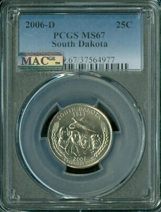 2006 D SOUTH DAKOTA QUARTER PCGS MS67 PQ 2ND FINEST MAC SPOTLESS .  - Picture 1 of 2