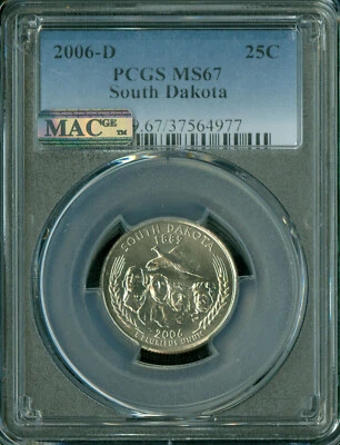 2006 D SOUTH DAKOTA QUARTER PCGS MS67 PQ 2ND FINEST MAC SPOTLESS .  - Image 1 of 2