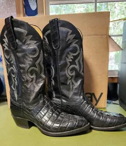 Custom US Alligator Skin Cowboy Boots, Stamped 9.5D, Fits More Like A Narrow 9 - Picture 1 of 10