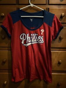 Philadelphia Phillies Mlb Genuine Merchandise T Shirt Woman’s M Red & Blue (o4)
