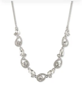 NWT GIVENCHY SILVER TONE pearl shaped necklace g5 - Picture 1 of 1