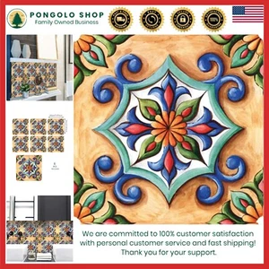 Selbstklebende Wandaufkleber Fliesen Marokkanisch Talavera Design 6er Pack - Bild 1 von 10