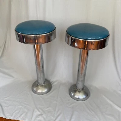 Par (2) taburetes de bar fuente de refresco vintage heladería comedor tapa giratoria Foto 1 de 4