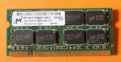 Barrette Ram DDR2 800 Sodimm IBM  2Gb  PC2-6400S  666 MT16HTF256664HY-800J1 - Photo 1/2