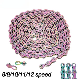Road Bike Colorful Chain 8s 9s 10s 11s Speed Chain Universal with Missing Link - Picture 1 of 36