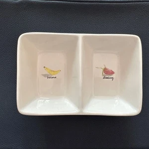 Rae Dunn Artisan Collection Banana Strawberry Divided Dish Serving Tray - New! - Picture 1 of 2