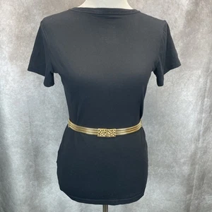 Cinturón elástico de metal tono dorado St. John vintage años 90 icónico cadena serpiente ornamentado - Imagen 1 de 4