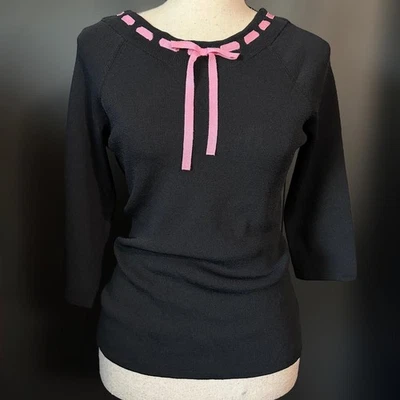 Винтаж 90-х Y2k Joseph A. Свитер 3/4 розовый бант кокетка подготовительный опрятный топ маленький  - Изображение 1 из 4