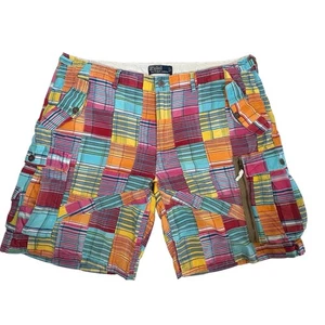 Polo Ralph Lauren Madras Plaid Shorts Men's Size 40 Military Style Cargo - Picture 1 of 17