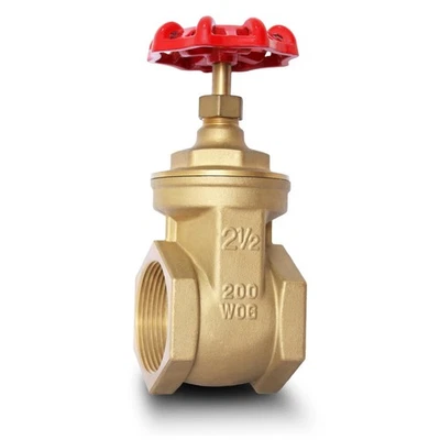 2-1/2" NPT Brass Gate Valve, Heavy Duty Female x Female Thread Manual Rotary ... - Image 1 of 4
