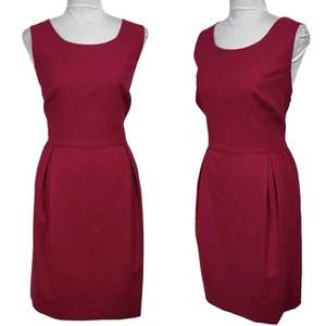 J.CREW Pleated Sheath Dress Size 18 Wool Blend Raspberry Pink Sleeveless Office - Picture 1 of 17