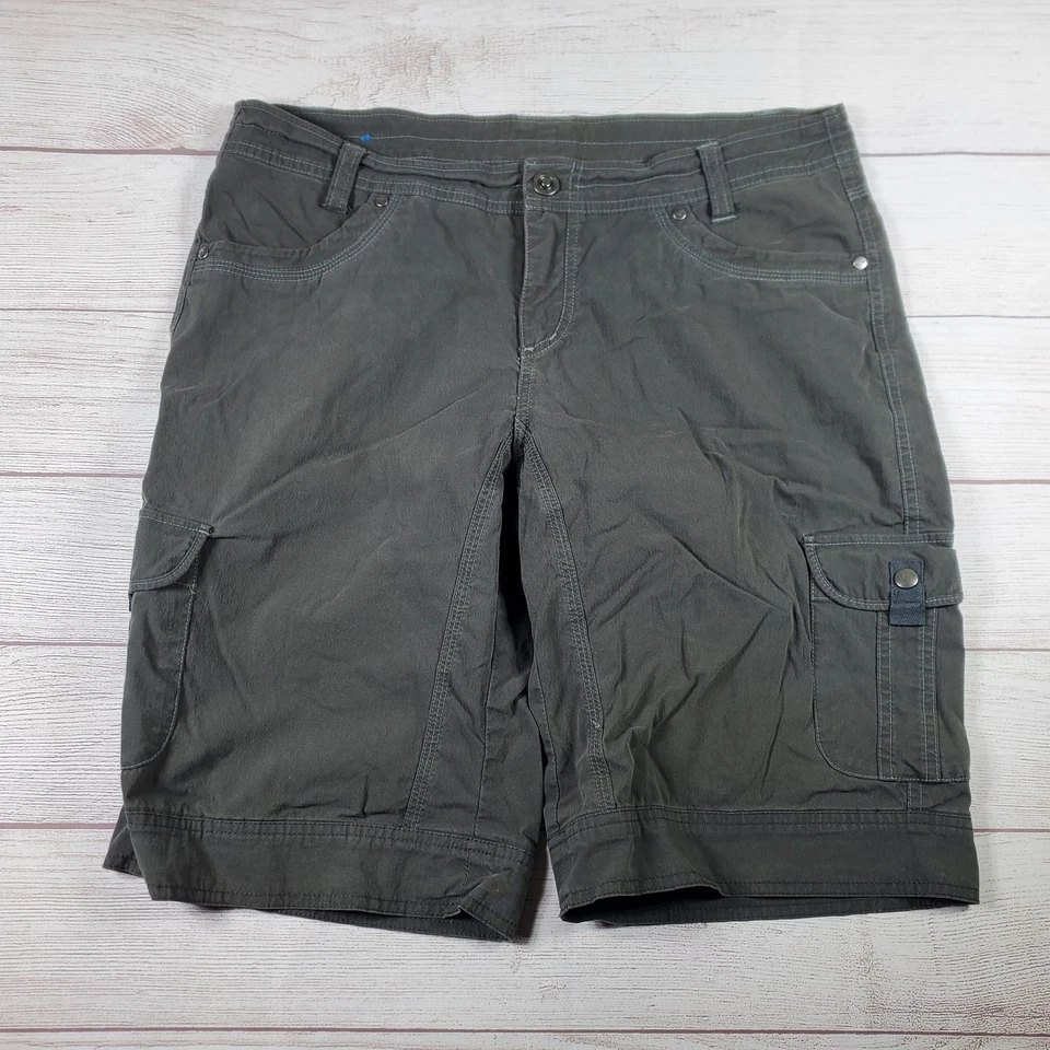 Shorts Kuhl Feminino Tamanho 12 Cinza Ativo Caminhada Ao Ar Livre Bolsos de Carga 11" Costura Interna - Imagem 1 de 4