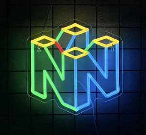 Neon Sign 14” Video Game Cube LED  Powered Light Sign Game Room Man Cave Office - Picture 1 of 4