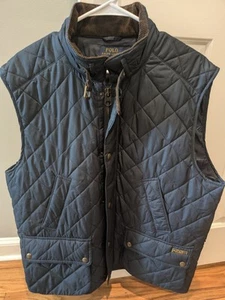 Polo Ralph Lauren Leyland Quilted Vest Mens XL Blue Corduroy Collar Pockets - Picture 1 of 7