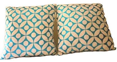 Almohadas (2) NUEVAS Azul-Verde/Blanco 20" X 20" Poliéster/Algodón   Foto 1 de 2