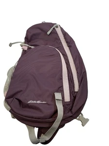 Eddie Bauer Ripstop Purple Gray 14" Sling Backpack Mesh Pocket Adjustable Strap - Picture 1 of 18
