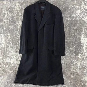 Burberrys Mens Size 50 XXXL Wool Notched Trench Coat Black Long Sleeve Pockets - Picture 1 of 10