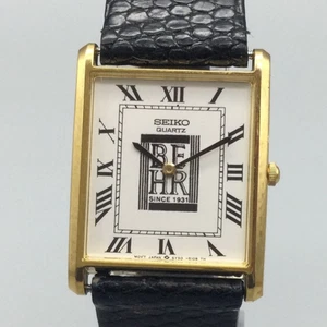 Reloj Seiko Vintage Para Hombre 25mm Tono Dorado Correa Trasera Cuero Batería Nueva - Imagen 1 de 14