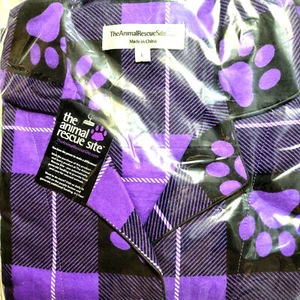 The Animal Rescue Site Purple & Black Plaid Paw Print Flannel Pajamas NWT - Picture 1 of 5