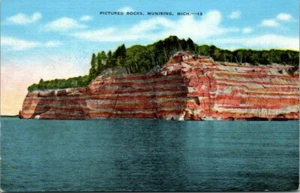 Carte postale illustrée rochers munising me - Photo 1/2