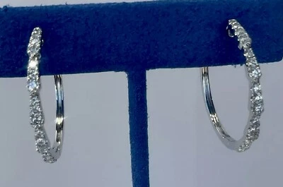 18k White Diamond Large Hoop Earrings - Image 1 of 4