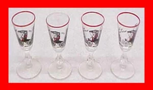 1950's Era Libbey 1901 Ford Antique Car Cordial Glass Set Of Four Shot Glasses - Picture 1 of 2