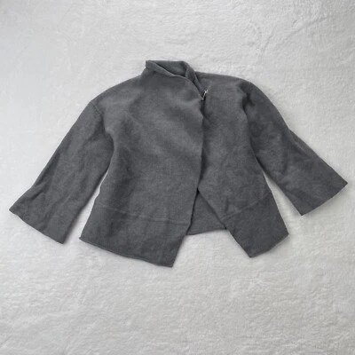 Allsaints 毛衣女式大号灰色美利奴羊毛波西米亚方格开衫最小外套 — 第 1/4 张图片