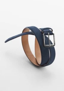🔥🔥🔥Schlanker eleganter Herren Mango Wildleder Leder Gürtel - Größe 80 Blau - Bild 1 von 4