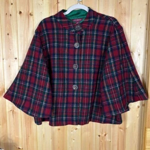 April Cornell Women’s Coat Size XXL Plaid Wool Bend Silk Lined Wide Cuffs Retro - Bild 1 von 9