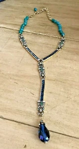 Collar Heidi Daus Gota Zafiro Azul Cristal Swarovski Art Deco Cuentas Elegante - Imagen 1 de 12