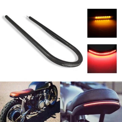 Lazo de aro de asiento trasero de 7/8" con luz de señal LED roja de freno ámbar para Honda Café Racer Foto 1 de 4