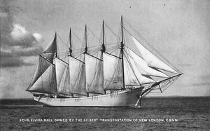 Schr Elvira Boat Owned By Gilbert Transportation Post Card New London CT - Picture 1 of 2