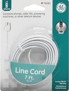 Telefonleitungskabel, 7 Fuß, Telefonkabel, modulare Klinkenenden, funktioniert für Telefon - Bild 1 von 1