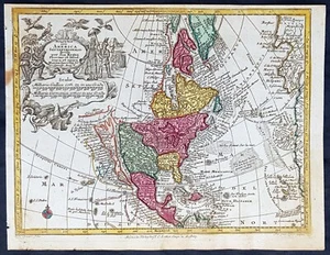 1744 Georg Mattaus Seutter Antique Map of North America - California as Island - Picture 1 of 2