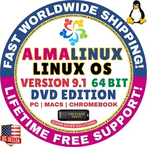Alma Linux OS 9.1 | USB Flash Drive | DVD EDITION | AMD64 | MAC, PC | AlmaLinux - Picture 1 of 3