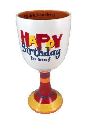 Happy Birthday To Me Hallmark Wine Goblet Glass Gift Party - Image 1 of 4