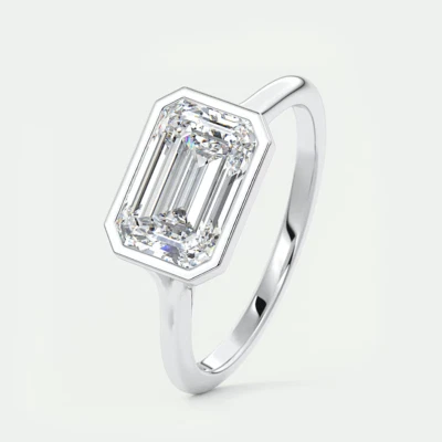 Platin Damen Diamant Ring Lab Grown Smaragd 2 Karat IGI-zertifiziert PT950 - Bild 1 von 4