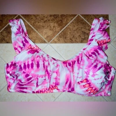 Top de bikini Breaking Waves rosa tie dye bralette talla 3X Foto 1 de 4